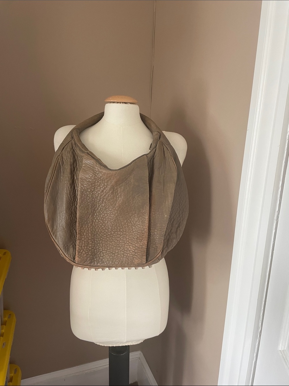 Alexander Wang taupe pebbled leather with studded bottom Hobo